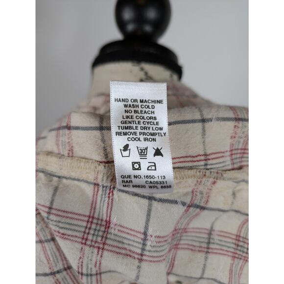 Womens Medium Plaid Flannel Woolrich Button-Up Long Sleeve Snowflake Shirt Top - Picture 13 of 13